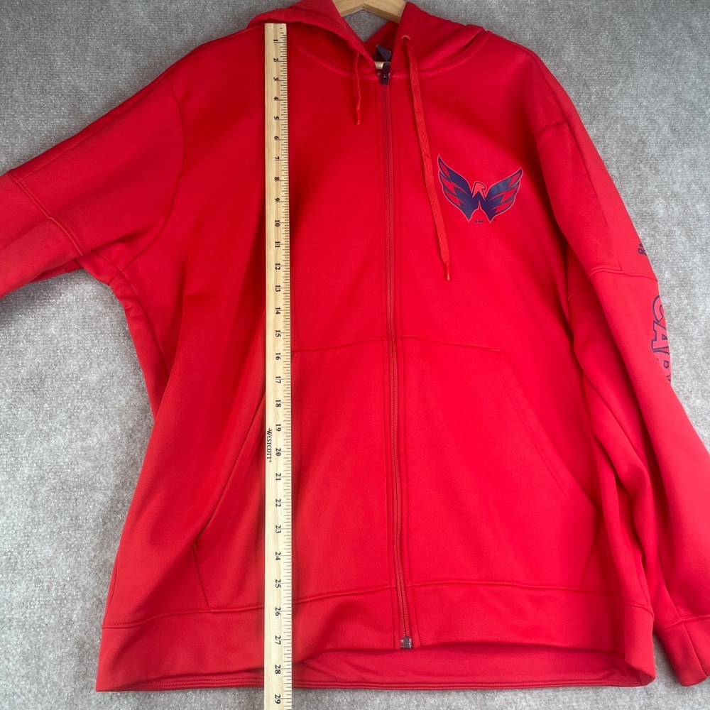 Adidas Washington Capitals‎ NHL Full Zip Hoodie Red Fleece Lined 2XL - Picture 5 of 11